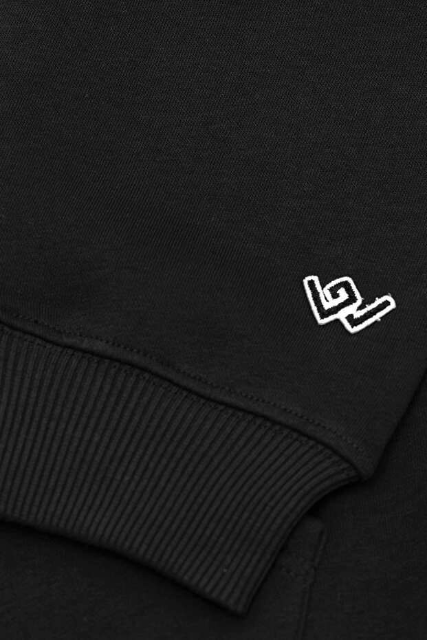 BLACK siyah basic oversized hoodie sweatshirt - 4