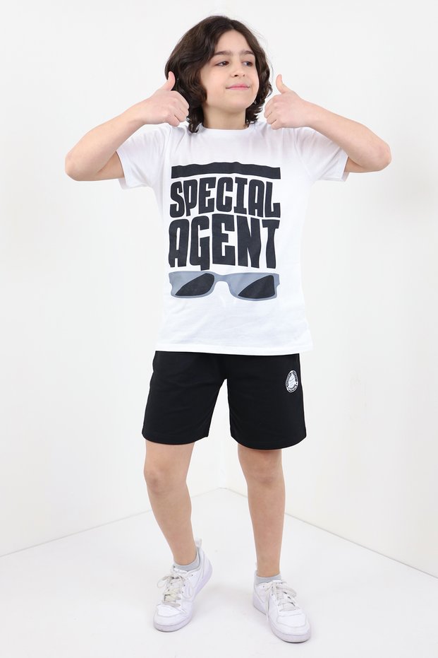 Boys' 2-Piece Set: Printed Crew Neck T-Shirt & Elastic Waist Pocket Shorts