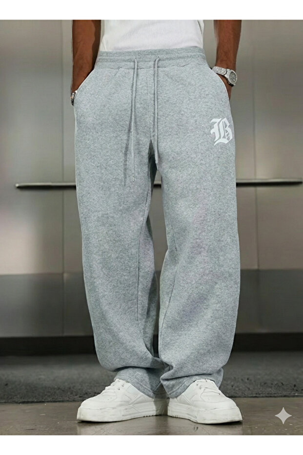 Grimelanj 3 Thread Thick Winter Baggy Sweatpants | Oversize Relaxed Fit Regular Waist - Minimal Print
