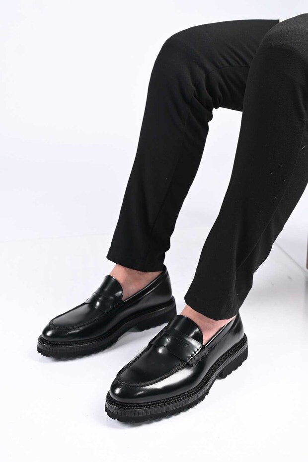 Laceless Eva Sole Genuine Leather Loafer 174-802 Men's Shoes