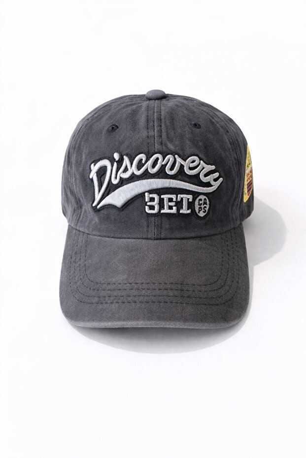 Vintage Look Denim Hat with Embroidery - Unisex Casual Baseball Cap