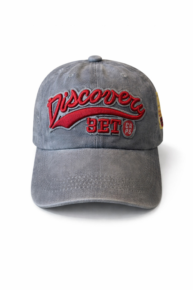 Vintage Look Denim Hat with Embroidery - Unisex Casual Baseball Cap