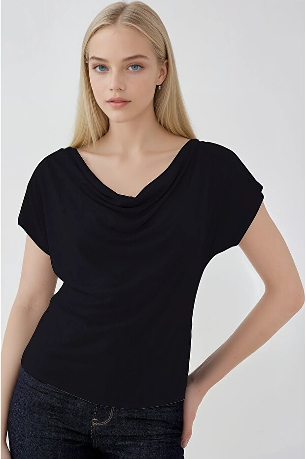 بلوزة ديجاجي بياقة مطوية - 2