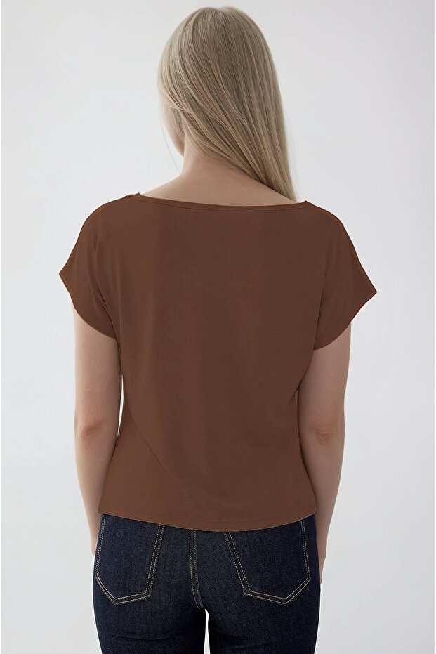 بلوزة ديجاجي بياقة مطوية - 4