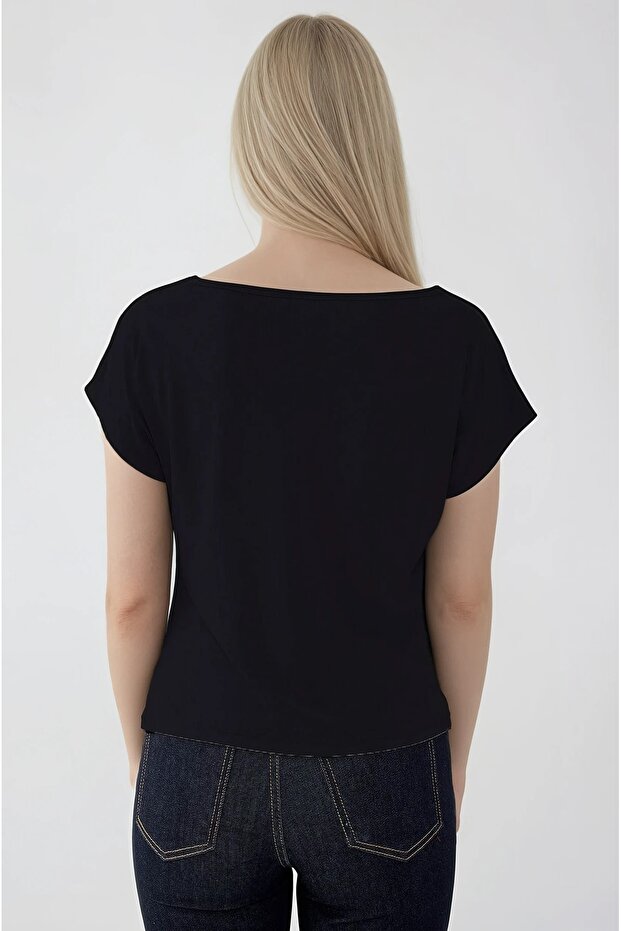 بلوزة ديجاجي بياقة مطوية - 4