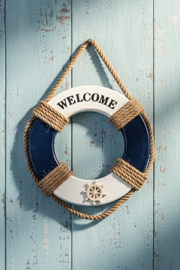 Ahşap Simit Welcome Duvar Kapı Süsü - 1