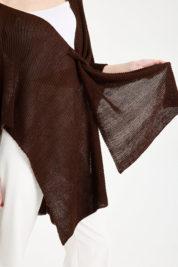 Kadın Triko Kumaş Panço - 6