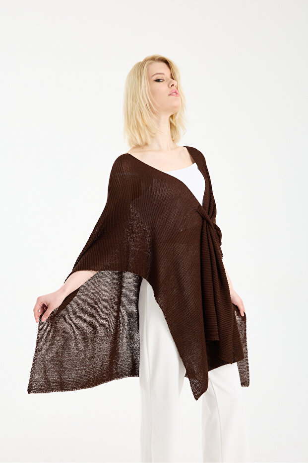 Kadın Triko Kumaş Panço - 7