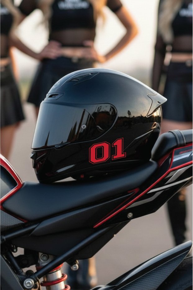 Helmet Number Sticker - City License Plate Codes - Racing Motor Lucky Number Sticker - No: 01