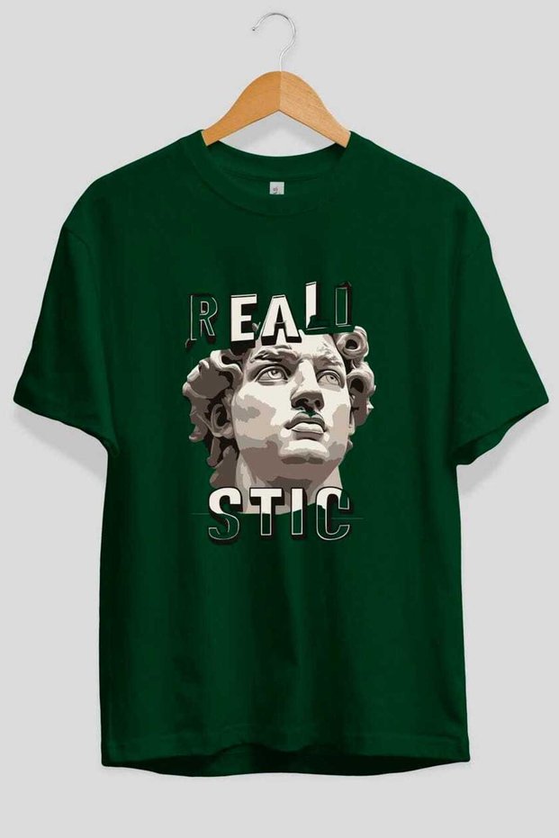 Realistic Front Printed Green Oversize T-Shirt Men Women Cotton Crew Neck T-Shirt