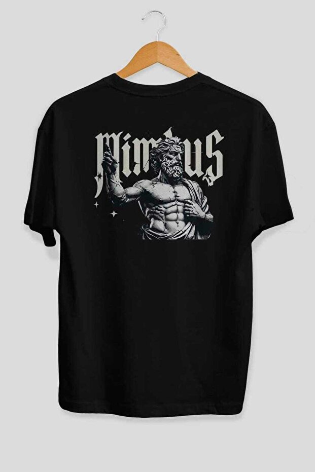 Mimbus Zeus Back Printed Black Oversize T-Shirt Men Women Cotton Crew Neck T-Shirt