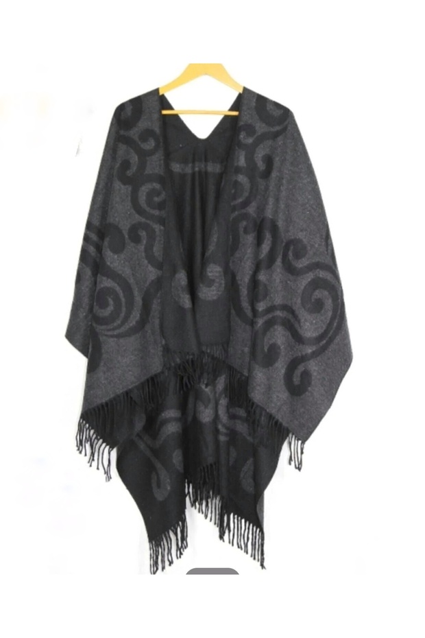 Kadın çift taraflı Omuz Şal Panço - 1