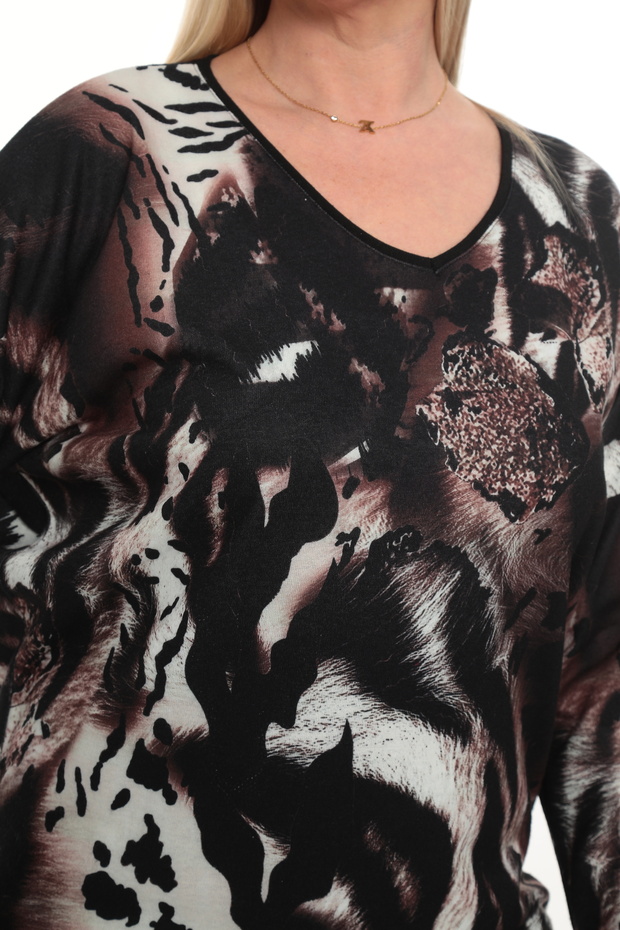 ملابس تريكو نحيفة بنمط الفهد مقاس كبير - 4