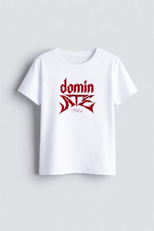 Stray Kids the Dominate Printed Crew Neck Kids Adult White T-Shirt T-Shirt