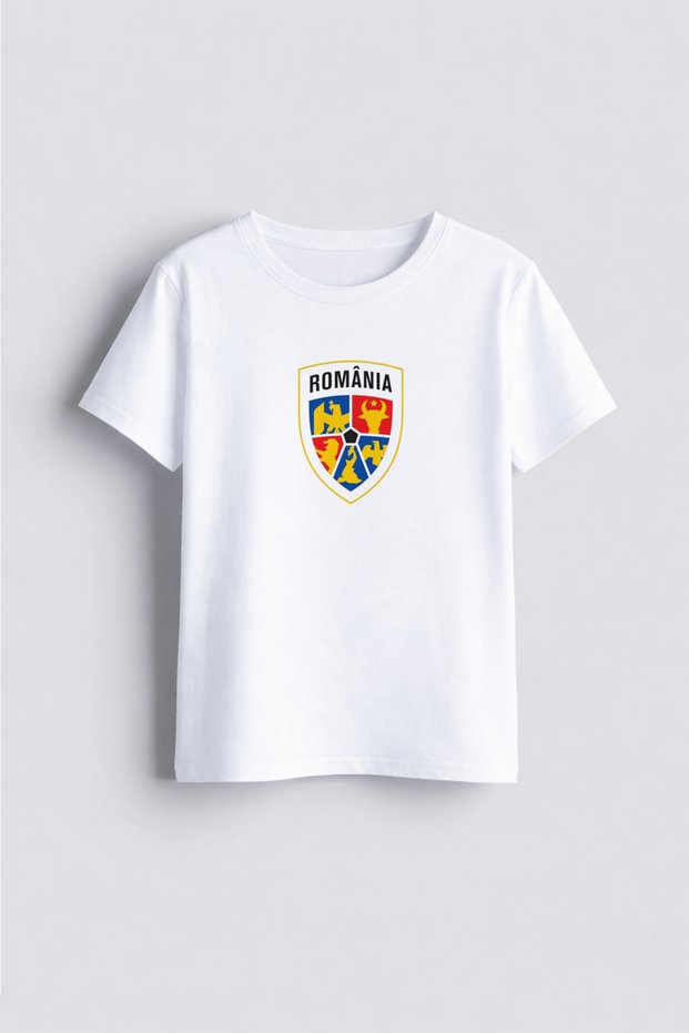Romania Logo Printed Crew Neck Kids Adult White T-Shirt T-Shirt