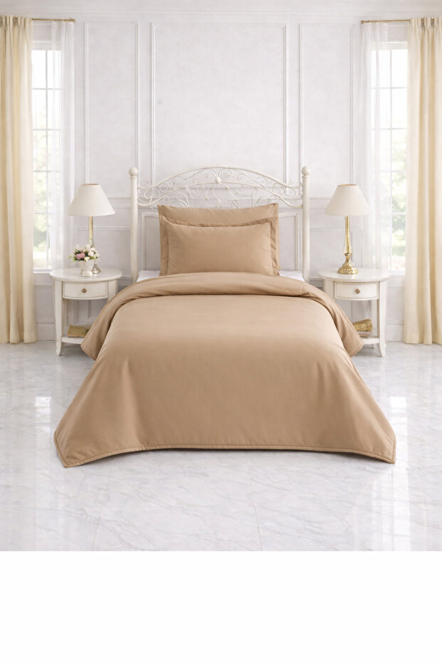 Duvet Cover Set Ranforce Single - Reversible (3-Piece) - Cream - Cappuccino