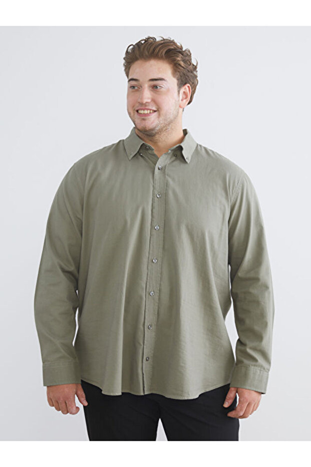 Big Size Standard Fit Long Sleeve Dobby Men's Shirt from Uzg Store for Style Enthusiasts