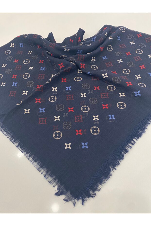 Red / Navy Blue Organic Cotton Soft Scarf