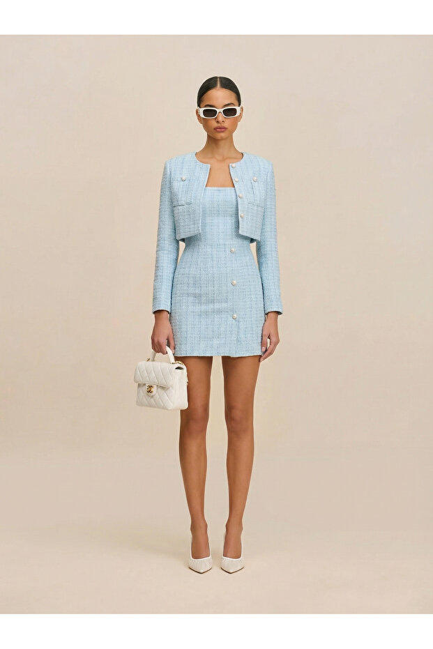Graceful Tweed - Cropped Jacket Blue L