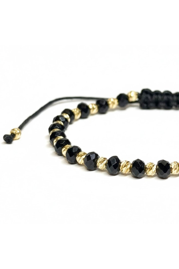 Adjustable Bracelet, Metal Elements, Universal Size, Black-Gold - 3