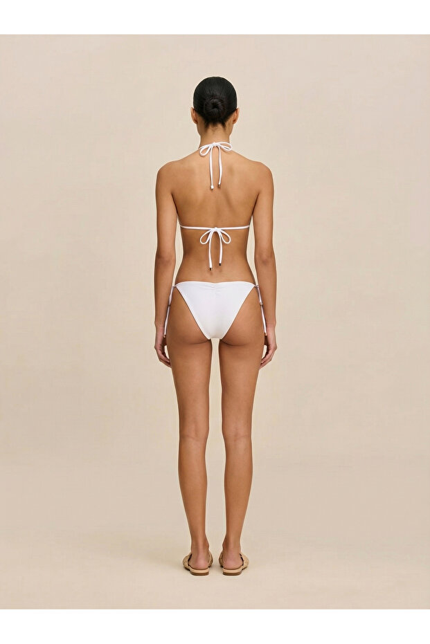 سروال بيكيني أساسي للشاطئ، أبيض، مقاس L - 3