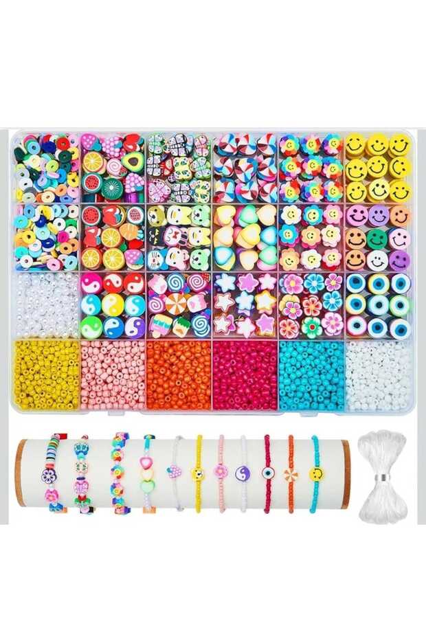 Sand Beads, Pearl Beads and Fimo Figures Phone Accessory Bracelet Necklace Making Set 100