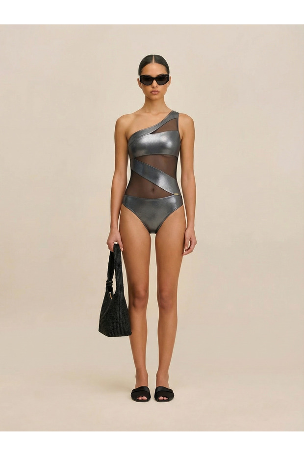 Femme Fatale Swimsuit Metallic Silver XS