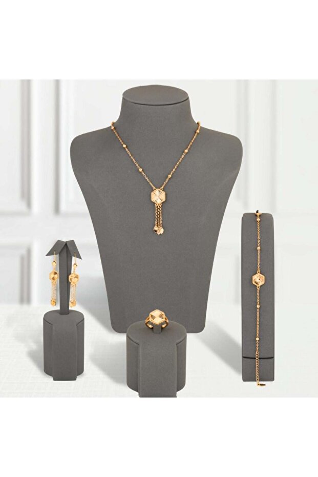 Gold plating alternative set, hexagonal luster, hypoallergenic - 1