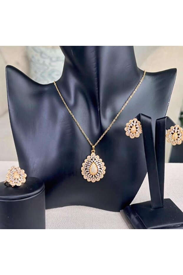 Zircon beam set, gold alternative - 5