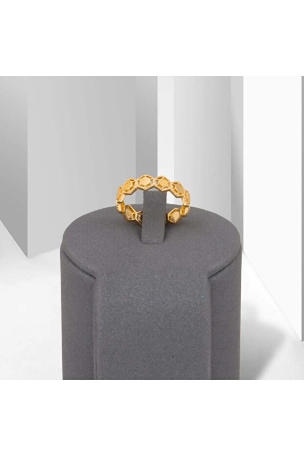 دبلة بديل الذهب التصميم السداسي - مقاس 7 - 3