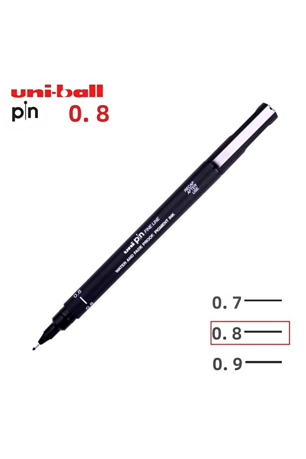 قلم رسم فني بطرف أكريليك من Uniball مقاس 0.8 مم
