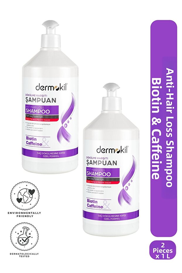 Biotin & Caffeine Anti-Hair Loss Shampoo 1 Liter X 2 Pieces