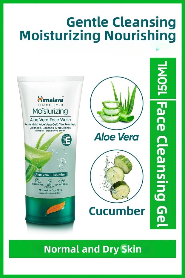 Moisturizing Cucumber & Aloe Vera Face Wash Gel Paraben-Free (150ml)