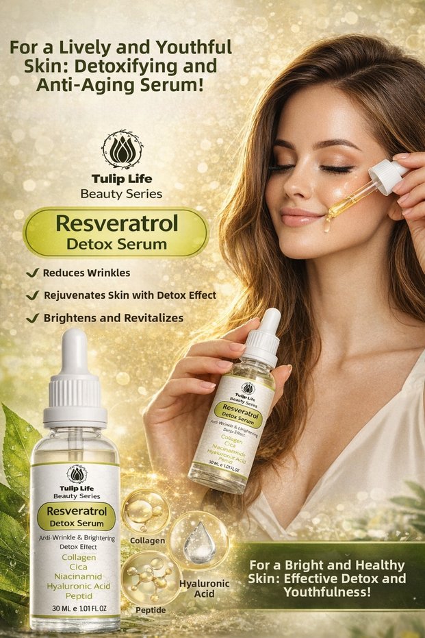 Resveratrol Detox Effect Serum * Collagen, Cica, Niacinamide, Hyaluronic Acid, Peptide*Face Serum