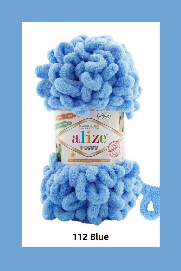 Puffy Hand Knitting Yarn 100 Gr 9 Mt Big Bow 112 Blue