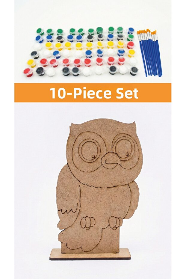 10-Piece Owl Painting Set 10 Paints 10 Brushes