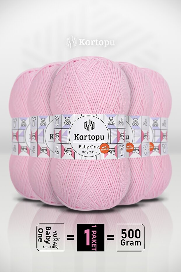 Baby One - Pink (K782) - 5-Pack X 100Gr/250M - Baby Yarn - Anti-Pilling Non-Pilling Yarn