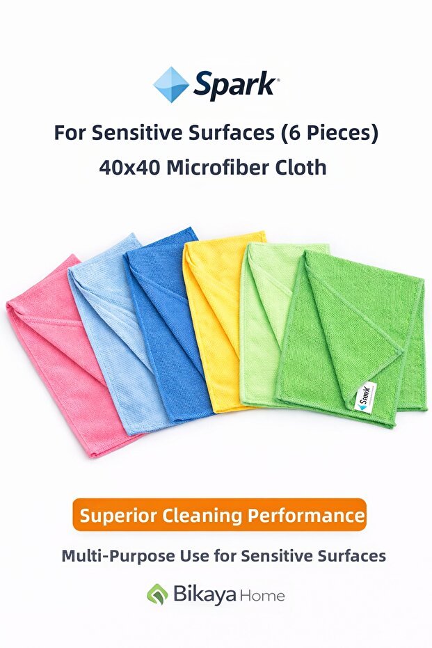 Microfiber Cleaning Cloth | 40X40 cm | 6 Pieces | Leaves No Trace | Powerful Cleaning for Sensitive Surfaces