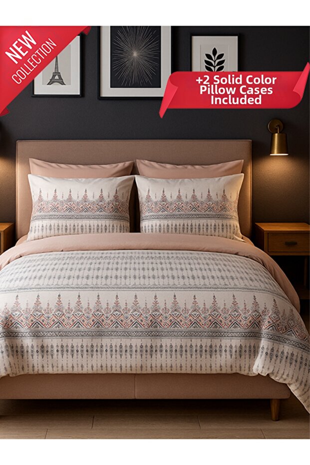 4 Pillow Double Duvet Cover Set Estilla Rose