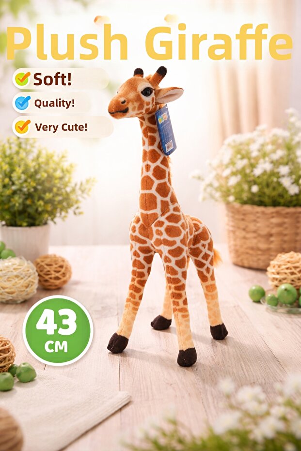 Plush Giraffe 43 cm Soft Textured Cute Toy Brown