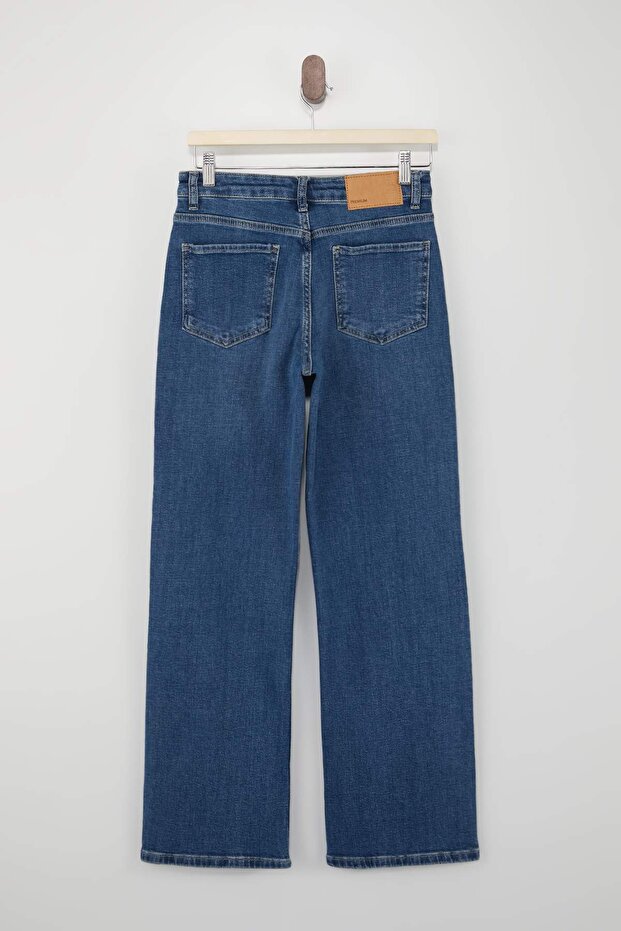 Premium Mavi Özel Kumaş Yüksek Bel Orta Esnek Straight Düz Kesim Jeans TWOSS26JE00147 - 11