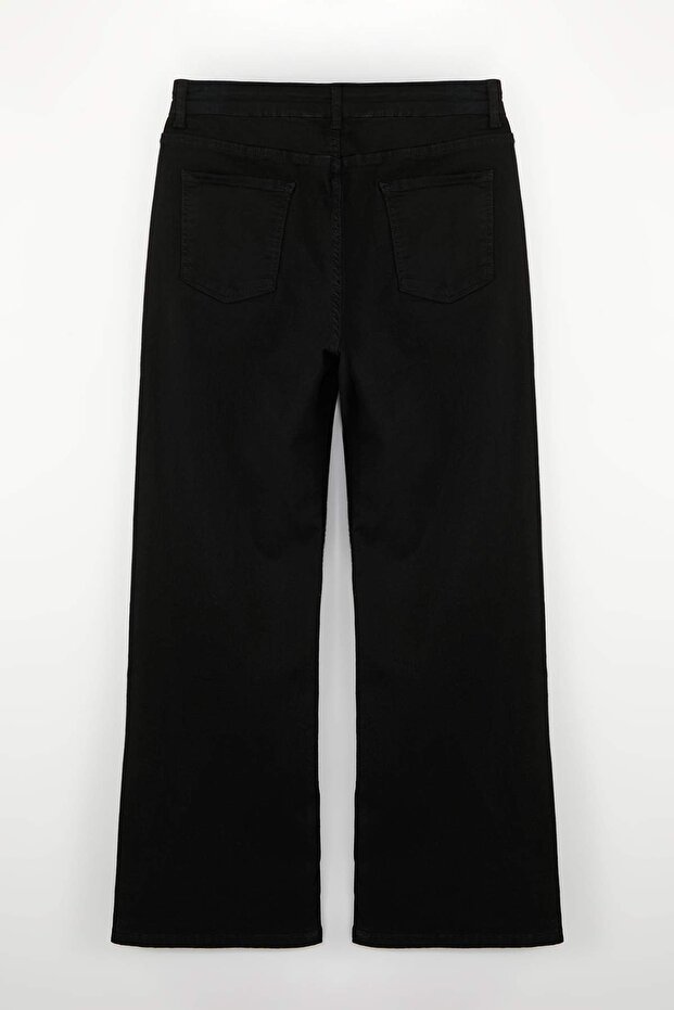 Siyah Yüksek Bel Wide Leg/Geniş Paça Comfort/Orta Esnek İnce Yazlık Büyük Beden Jeans TBBSS26CJ00002 - 6
