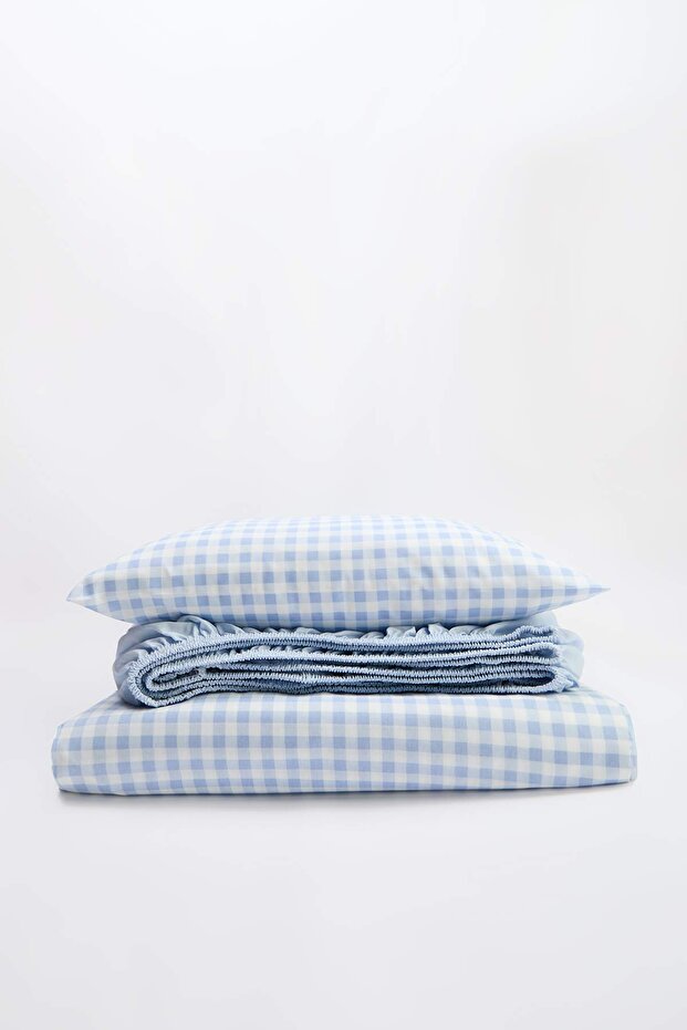 Tek Kişilik Pötikare Desenli Lastikli Çarşaflı Nevresim Takımı 160x220cm TPHSS25TKN00001 - 2