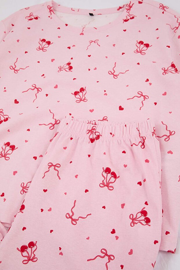 Pembe Kurdeleli Örme Büyük Beden Pijama Takımı TBBSS26AI00011 - 5