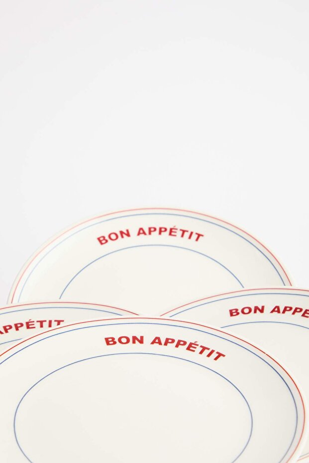 4'lü Bon Appetit Baskılı Porselen Pasta Tabağı 19cm TPHSS26TBK00025 - 6