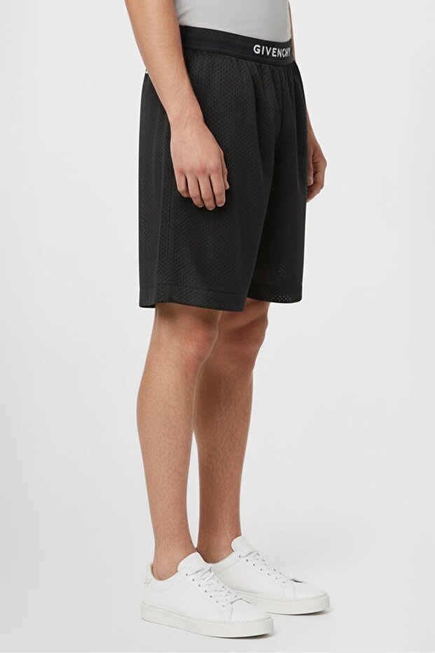 شورت رجالي أساسي بشعار العلامة التجارية، أسود - 2