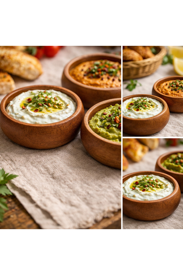 3 Adet Kayın Ağacından Üretilmiş Ahşap Doğal Çerezlik 9 CM - 3 LÜ set - 3