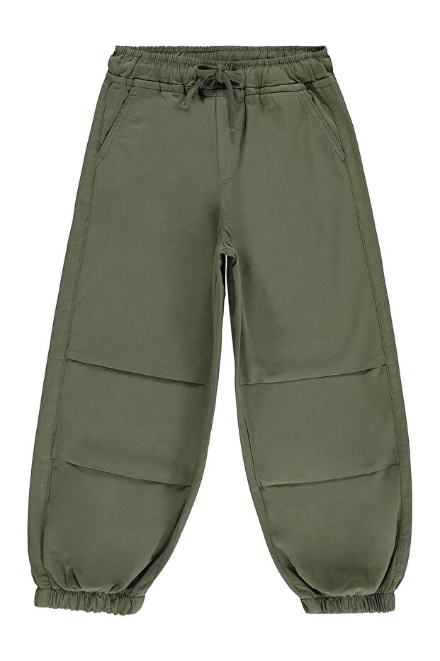 Elastic Cuffed Pants for 10-13 Years Old - Khaki 12-13 Years Old