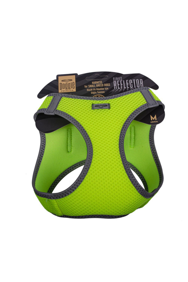 Air Woven Reflector Small Breed Dog Chest Collar Medium Yellow 38-44 cm