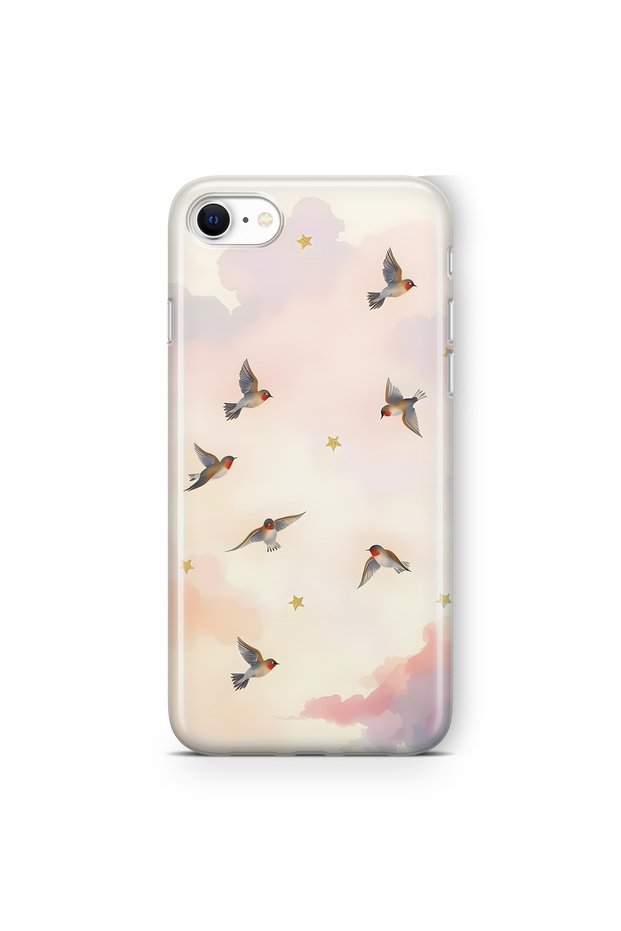 Flying Bird Pattern Transparent Phone Case Compatible with iPhone Se 2020 / 2022
